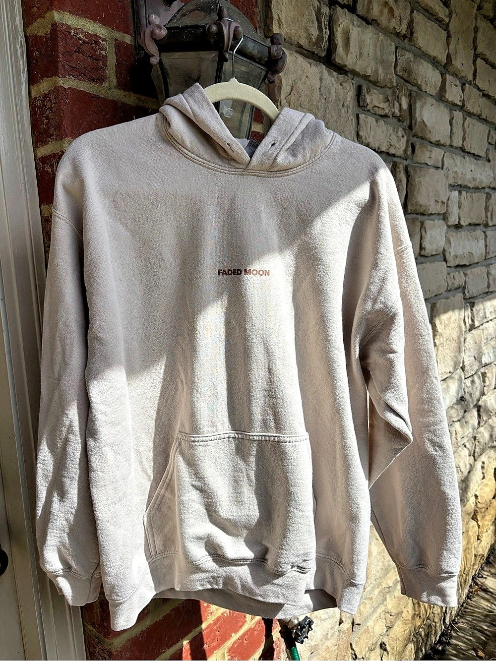 Faded Moon Hoodie Cream Size Large